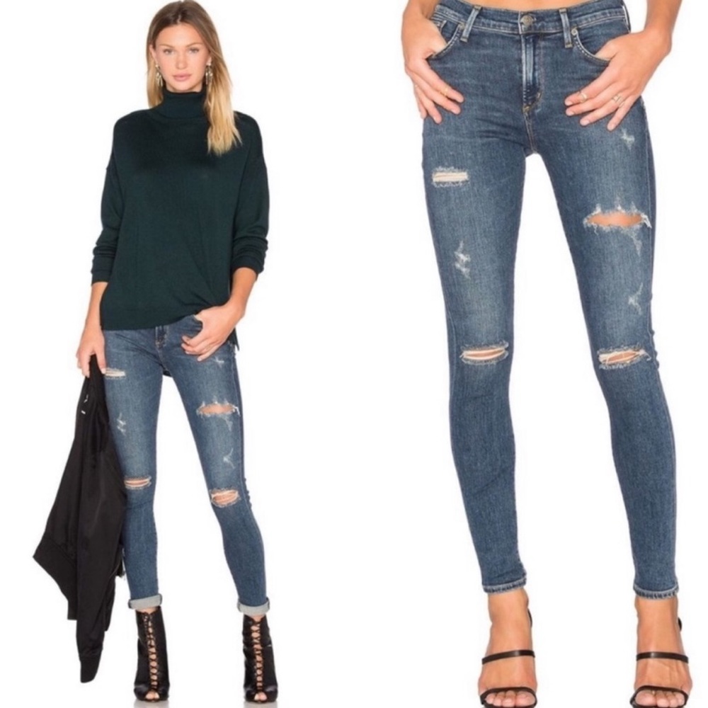 AGOLDE Sophie High-Rise Distressed Skinny Jean- Kansas City